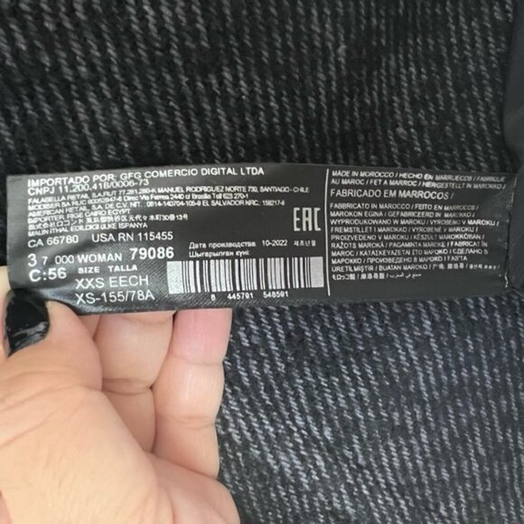 🩷 Mango- Women’s Wrap Coat with Lapels - Charcoal/Black. Size: XXS. NWT - Picture 5 of 16